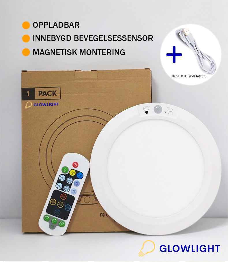 Trådløs LED-lampe med innebygd bevegelsessensor – USB-oppladbar og magnetisk montering