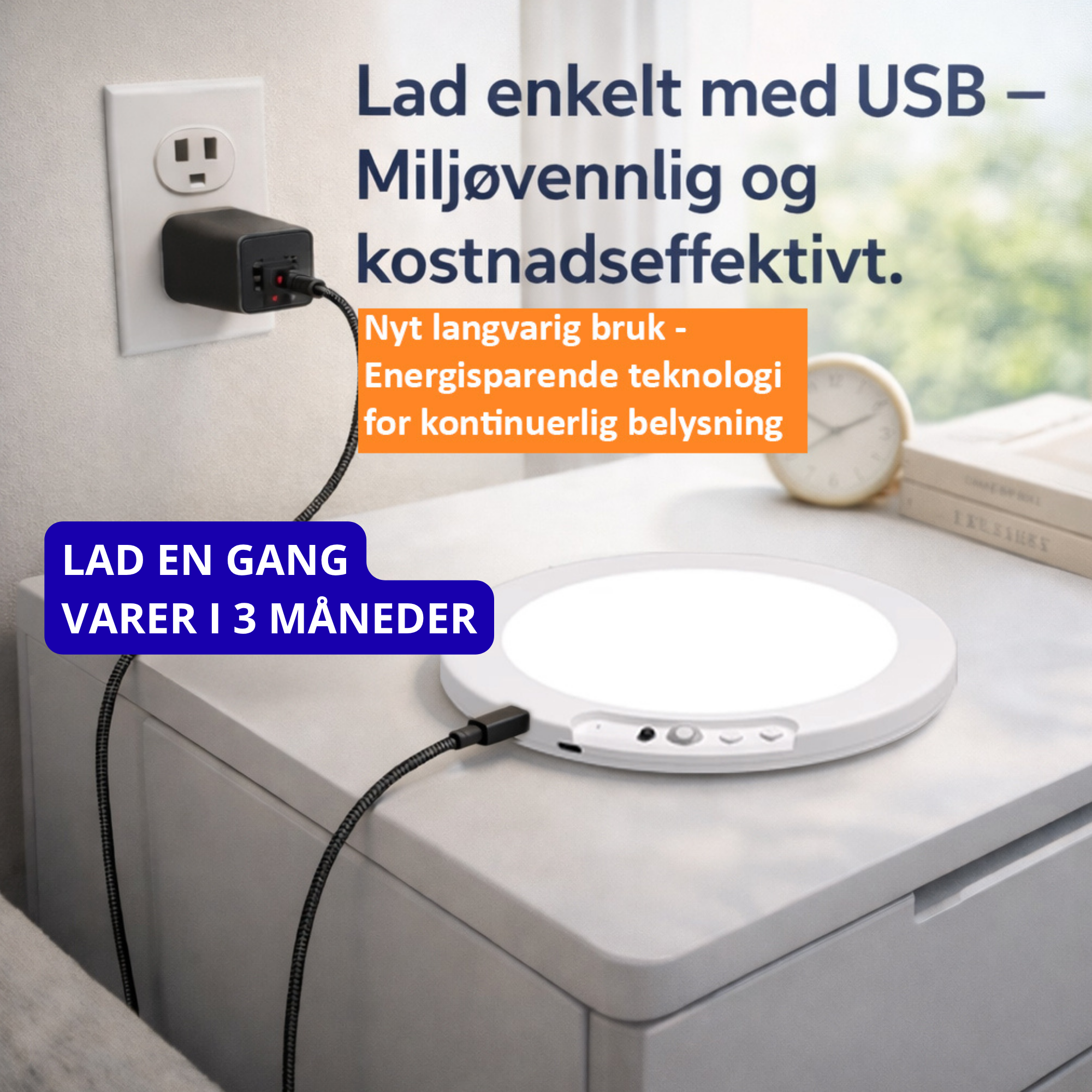 Trådløs magnetisk LED-lampe – monteres på 10 sekunder